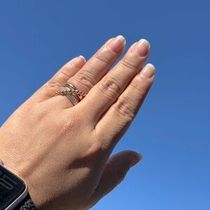 Gold-Filled Braided Ring with Sparkling Zirconias – Size 7 & 8.5